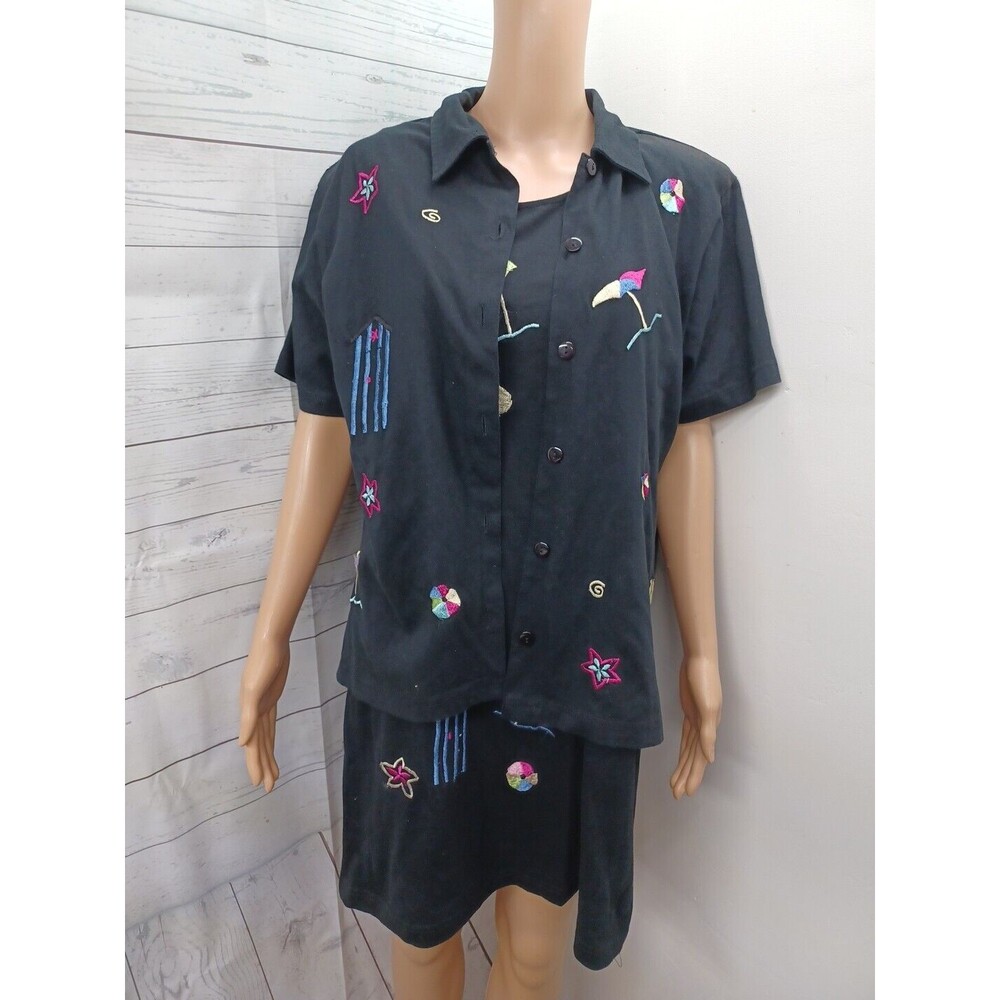 JBM Sport Sun Dress matching Jacket Pink Black Umbrella Embroidery Sz S